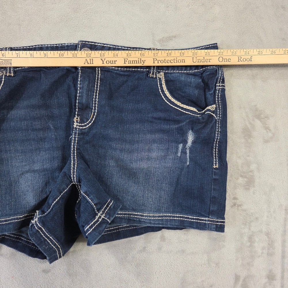 Maurices Womens Plus Size 24 Dark Wash Distressed Denim Shorts Contrast Stitch - Picture 2 of 6